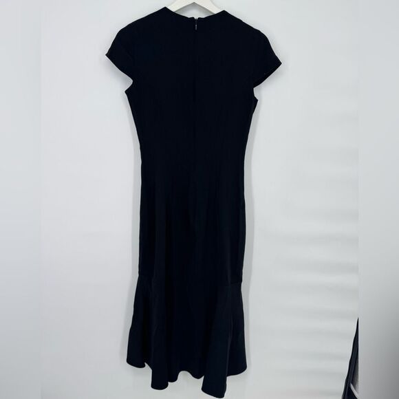Amanda Uprichard Black Flutter Sheath Midi Fitted Dress XS - Picture 9 of 12